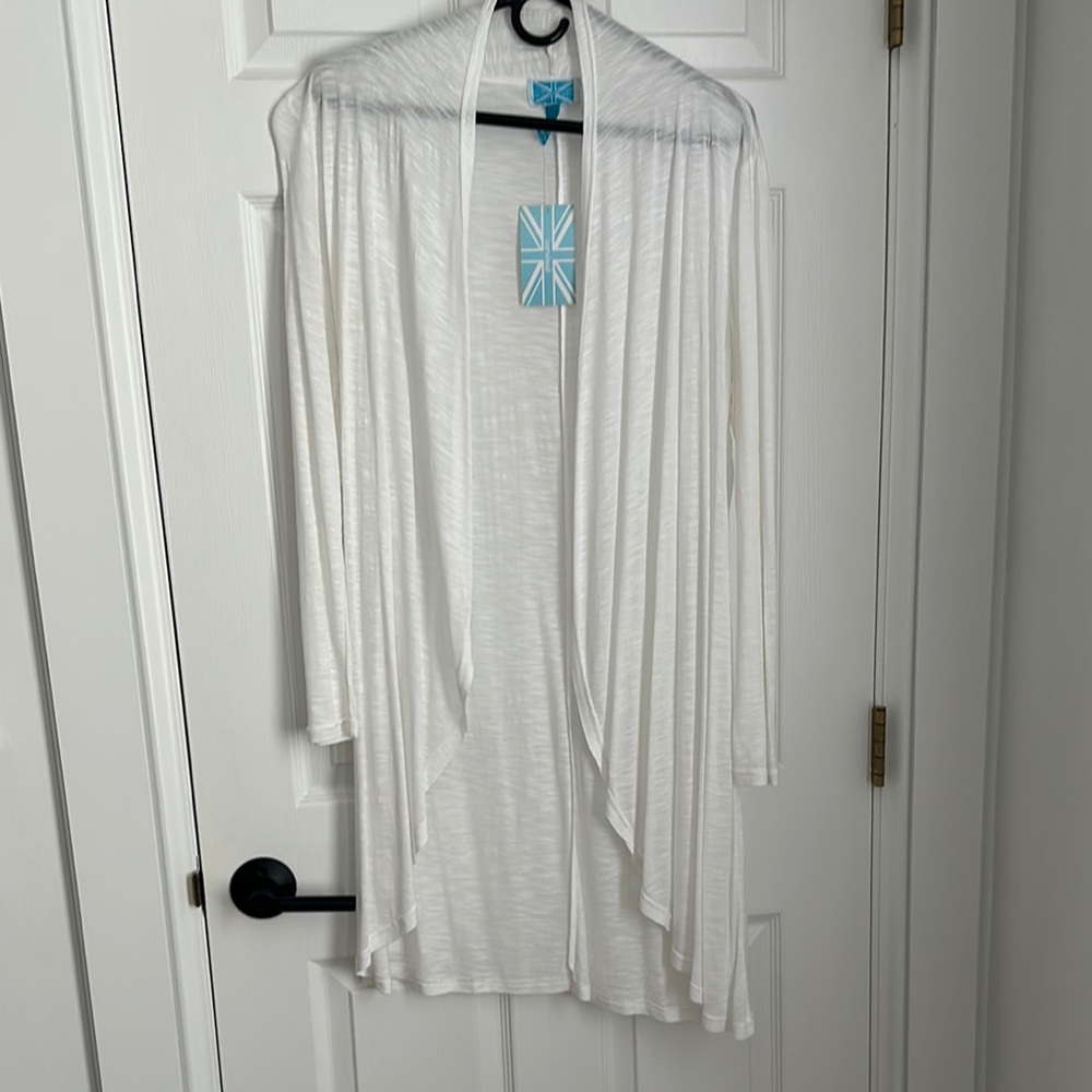 Lightweight White Open-Front Cardigan
